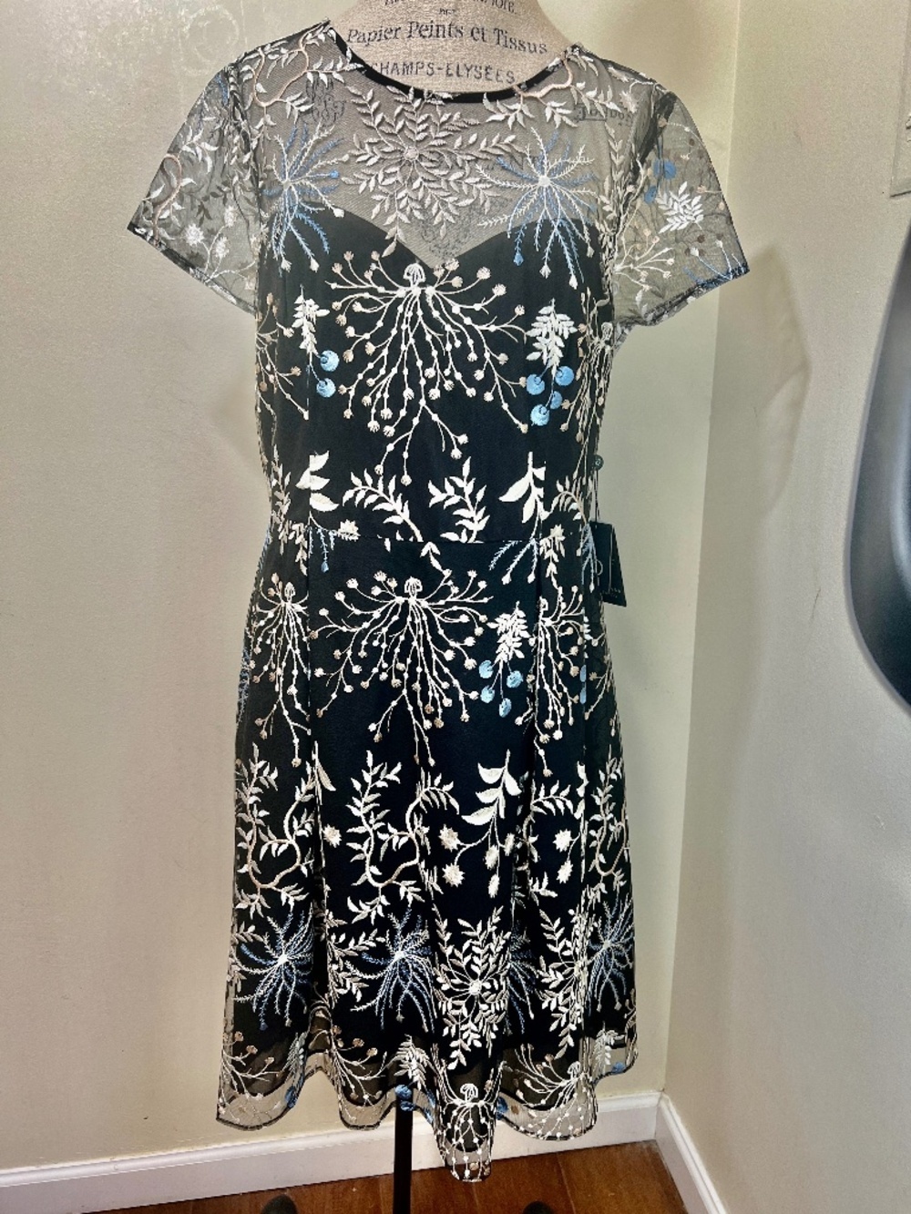 NEW ADRIANNA PAPELL Womens Blue Cherry Black Prom Evening Dress Plus Size 16
